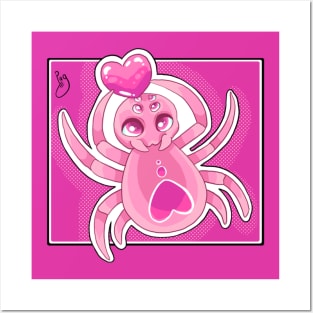 Pink Love Spider Posters and Art